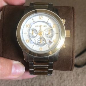 MK oversized silver/ gold watch